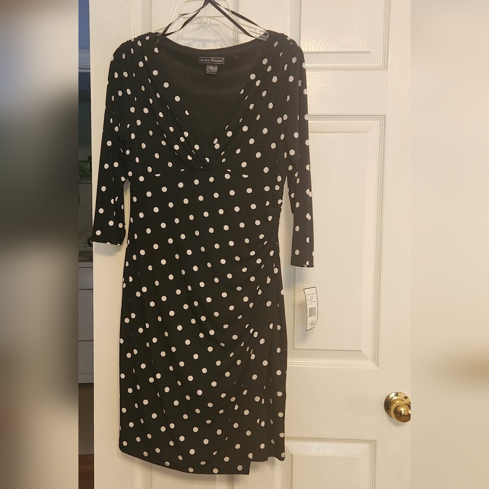 Dillards black pokadot dress size 10/12